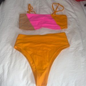 Elle Jay Orange & Hot Pink High Waisted Bikini